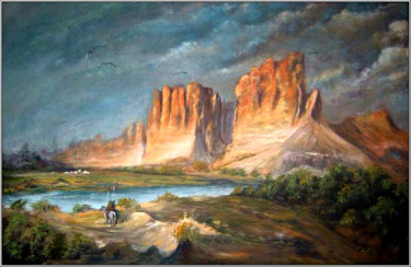 Painting titled "Urwiste brzegi górn…" by Thomas Lange, Original Artwork, Oil