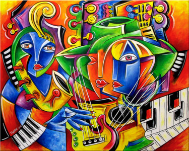 Peinture intitulée "Musical Trio #567" par Thomas Lange, Œuvre d'art originale, Acrylique