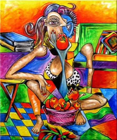 Malerei mit dem Titel "FORBIDDEN FRUIT" von Thomas Lange, Original-Kunstwerk, Acryl