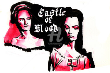 Schilderij getiteld "Castle of Blood" door Thomas Liébart, Origineel Kunstwerk, Inkt