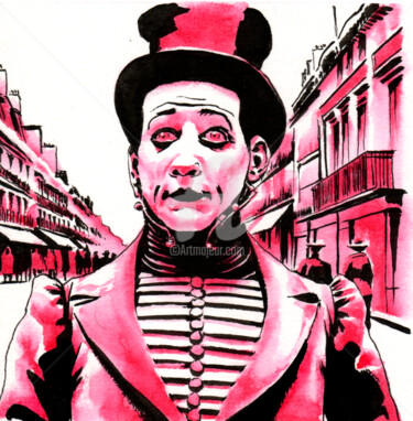 Painting titled "Mime Steampunk 1" by Thomas Liébart, Original Artwork, Ink