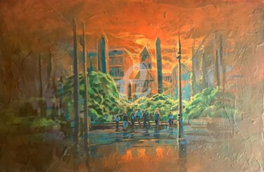 Painting titled "Place imaginaire" by Thomas Liébart, Original Artwork, Acrylic