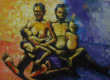 Schilderij getiteld "FAMILY AFFAIR [acry…" door Terra Bantu, Origineel Kunstwerk, Olie