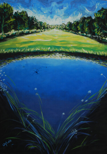 Painting titled "golf course [gouach…" by Terra Bantu, Original Artwork, Gouache