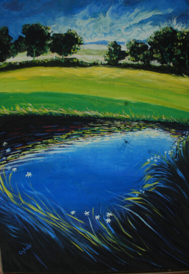 Картина под названием "golf course 3 [goua…" - Terra Bantu, Подлинное произведение искусства, Гуашь