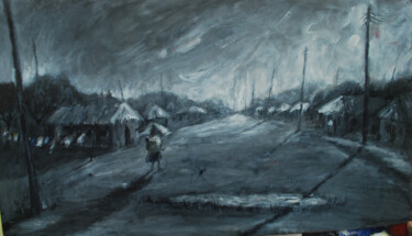 Painting titled "About to rain [acry…" by Terra Bantu, Original Artwork, Oil
