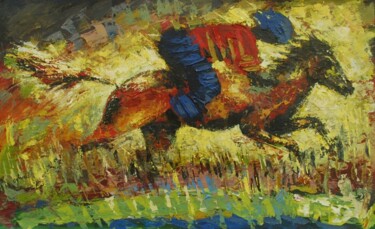 Pintura titulada "rider [acrylic on p…" por Terra Bantu, Obra de arte original, Oleo