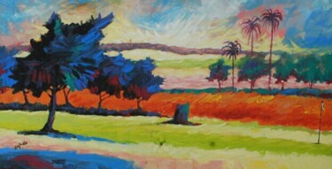 Painting titled "landscape [gouache…" by Terra Bantu, Original Artwork, Oil