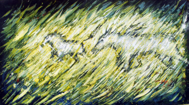 Картина под названием "wild horses [acryli…" - Terra Bantu, Подлинное произведение искусства, Масло