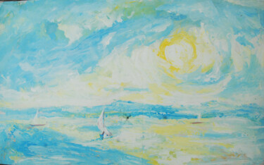 Картина под названием "ocean view [acrylic…" - Terra Bantu, Подлинное произведение искусства, Масло