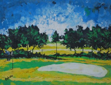 Painting titled "golf course 2" by Terra Bantu, Original Artwork, Oil