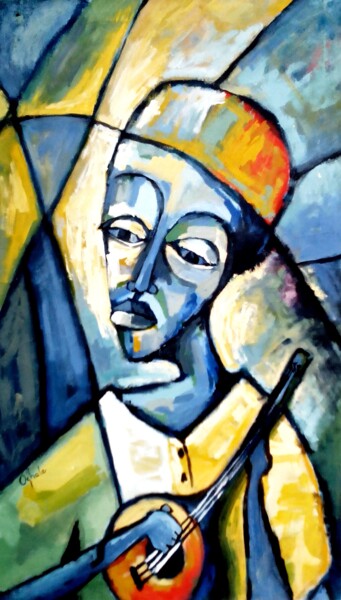 Painting titled "LOCAL MUSICIAN" by Terra Bantu, Original Artwork, Acrylic