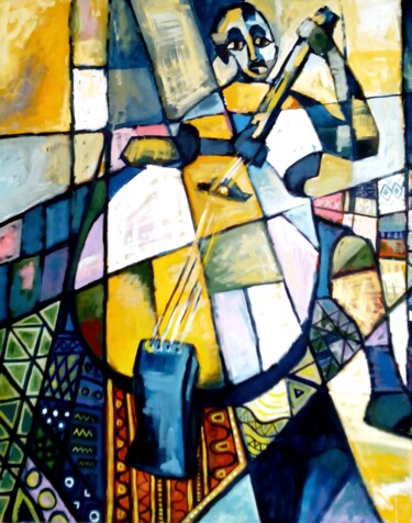 Painting titled "HARP AND HAPPINESS" by Terra Bantu, Original Artwork, Acrylic