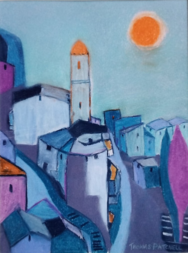Painting titled "French Town 1" by Thomas Patchell, Original Artwork, Pastel