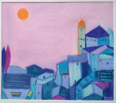 Картина под названием "French Village 1" - Thomas Patchell, Подлинное произведение искусства, Пастель