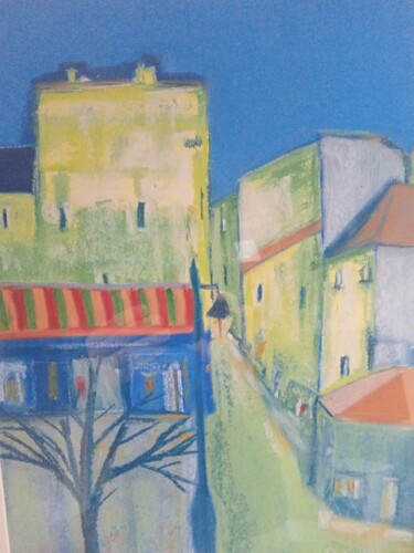 Картина под названием "French Town at Dusk" - Thomas Patchell, Подлинное произведение искусства, Пастель