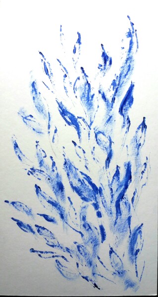 Drawing titled "Feuilles bleues" by Thomas Rodet, Original Artwork, Acrylic Mounted on artwork_cat.