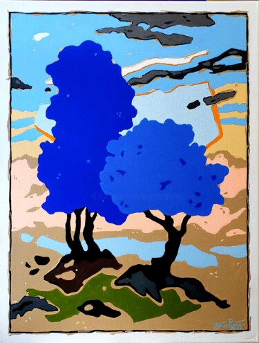 Painting titled "Bleus de Provence" by Thomas Rodet, Original Artwork, Acrylic