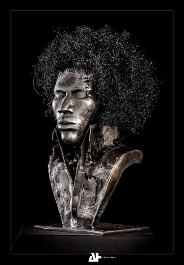 Скульптура под названием "My vision of jimi" - Samot, Подлинное произведение искусства, Металлы