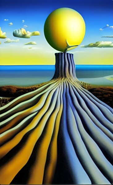 Digitale Kunst mit dem Titel "Yellow Planet" von Thomas Schneider, Original-Kunstwerk, 2D digitale Arbeit