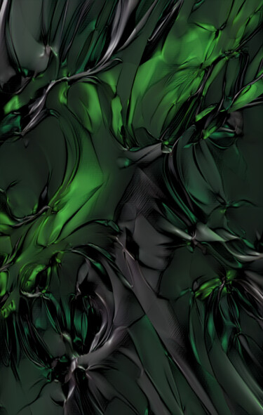 「Green Lantern」というタイトルのデジタルアーツ Thomas Seebauer (FractopiaArt)によって, オリジナルのアートワーク, デジタル絵画 ウッドパネルにマウント