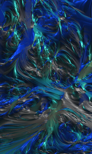 Digitale Kunst getiteld "Blue Wings" door Thomas Seebauer (FractopiaArt), Origineel Kunstwerk, Digitaal Schilderwerk Gemonte…