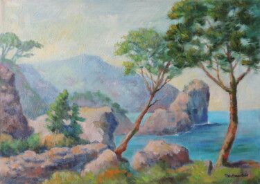 Painting titled "Felsenküste bei Dej…" by Thomas Stellmacher, Original Artwork, Acrylic