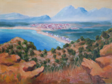 Malerei mit dem Titel "Blick von den Berge…" von Thomas Stellmacher, Original-Kunstwerk, Acryl Auf Keilrahmen aus Holz monti…