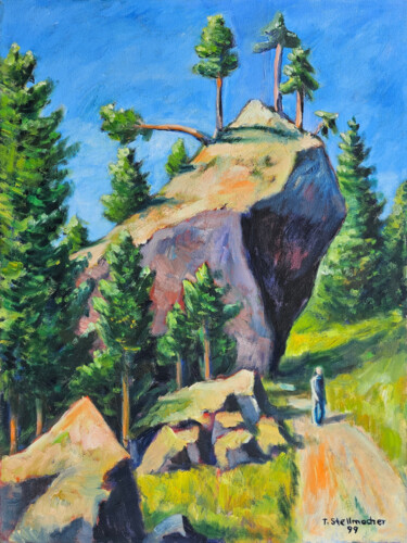 Malerei mit dem Titel "Felsklotz in den Ho…" von Thomas Stellmacher, Original-Kunstwerk, Acryl Auf Keilrahmen aus Holz monti…