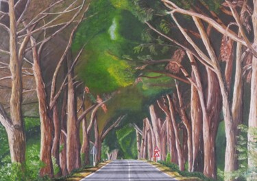 Painting titled "Allee in der Toscana" by Thomas Svoboda, Original Artwork, Oil