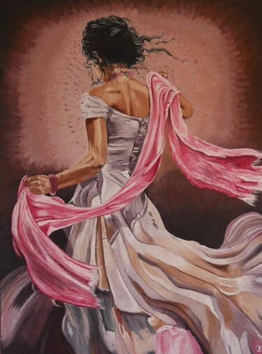 Malerei mit dem Titel "Frau mit rosarotem…" von Thomas Svoboda, Original-Kunstwerk, Öl