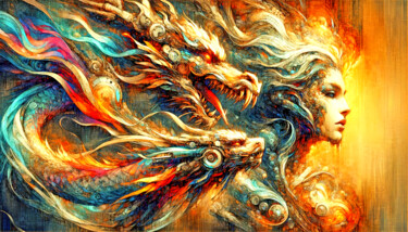 Arte digitale intitolato "Couleur Dragon" da Thomas Thomopoulos, Opera d'arte originale, Immagine generata dall'IA