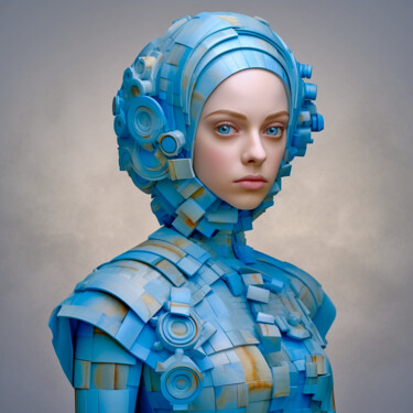 Arts numériques intitulée "Blue square" par Thomas Thomopoulos, Œuvre d'art originale, Image générée par l'IA