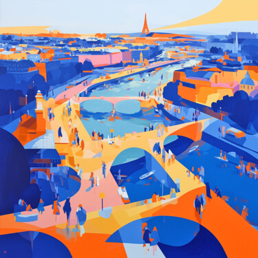 Arts numériques intitulée "Abstrait des Paris" par Thomas Thomopoulos, Œuvre d'art originale, Image générée par l'IA