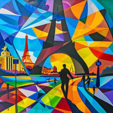 Arte digital titulada "Les ombres à Paris" por Thomas Thomopoulos, Obra de arte original, Imagen generada por IA