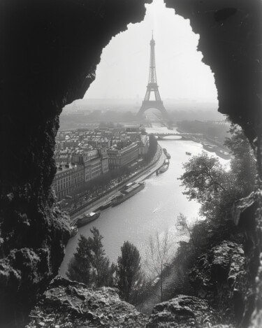 Digitale Kunst mit dem Titel "La grotte" von Thomas Thomopoulos, Original-Kunstwerk, KI-generiertes Bild