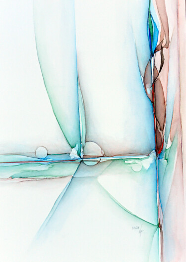 Peinture intitulée "Mondblume 7.4.24" par Thomas Wagner, Œuvre d'art originale, Aquarelle