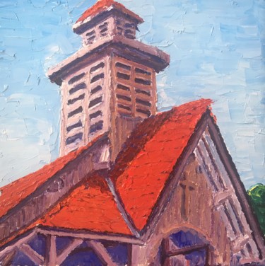 Картина под названием "La Chapelle à la Mer" - Thomas Grotzky, Подлинное произведение искусства, Масло Установлен на Деревян…