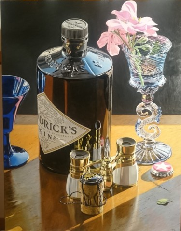 Painting titled "Gin mit rosa" by Thomas Kaemmerer, Original Artwork, Oil