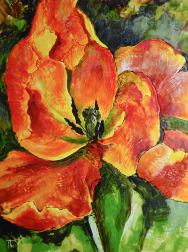 Painting titled "Tulipa 01" by Jean Jacques Thome, Original Artwork, Encaustic