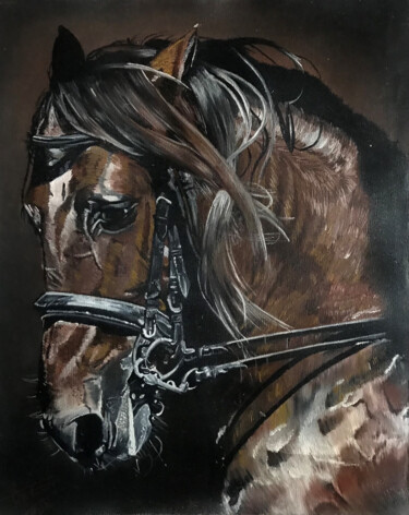 Painting titled "Caballo" by Thommy, Original Artwork, Oil