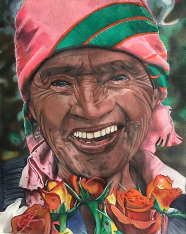 Pintura titulada "Indígena Lenca" por Thommy, Obra de arte original, Oleo