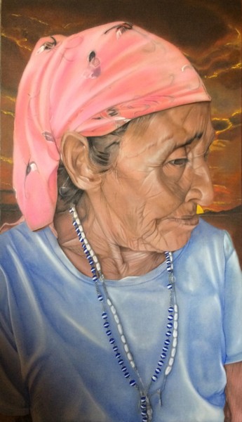 Pintura intitulada "Doña Maria Indigena…" por Thommy, Obras de arte originais, Óleo