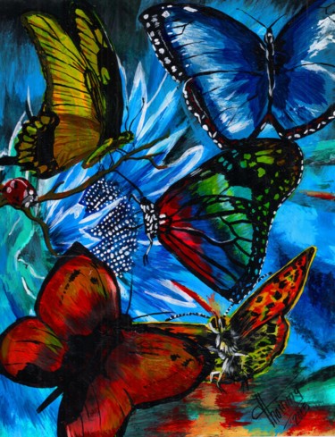 Pintura titulada "Multicolores" por Thommy, Obra de arte original, Témpera