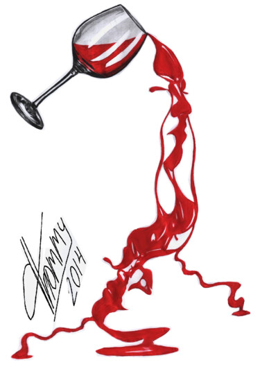 Dessin intitulée "Vino" par Thommy, Œuvre d'art originale, Crayon