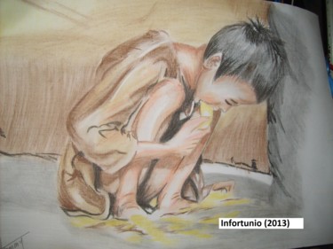 Painting titled "Infortunio" by Thommy, Original Artwork, Pastel