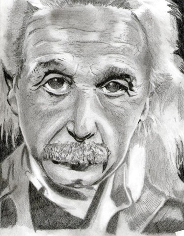 Disegno intitolato "Albert Einstein" da Thommy, Opera d'arte originale, Grafite