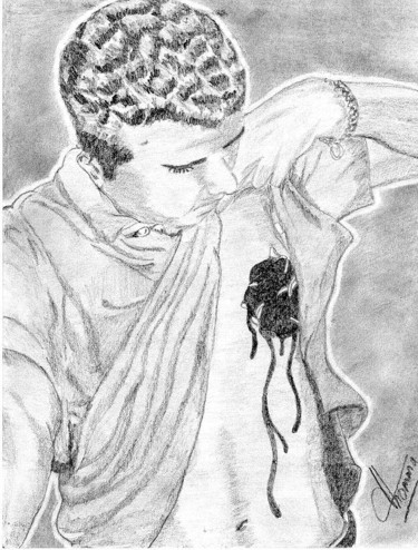 Drawing titled "Dios se lo llevo" by Thommy, Original Artwork, Graphite