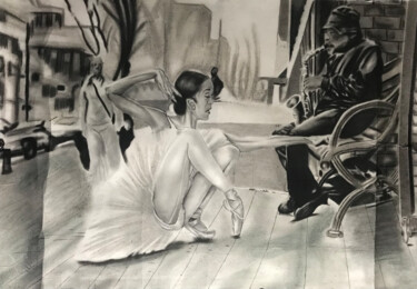 Dessin intitulée "La bailarina y el S…" par Thommy, Œuvre d'art originale, Graphite