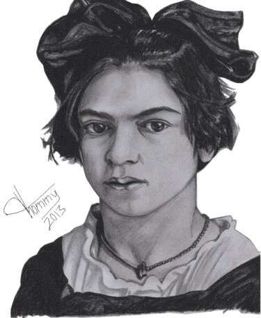 Drawing titled "Frida Kahlo" by Thommy, Original Artwork, Graphite